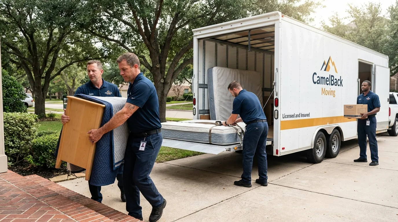 Crew loading residential truck for cross-state move from Narrows, VA