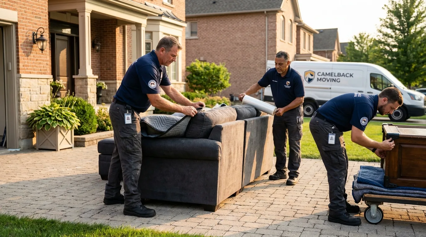 Large estate moving crew wrapping furniture in Narrows, VA